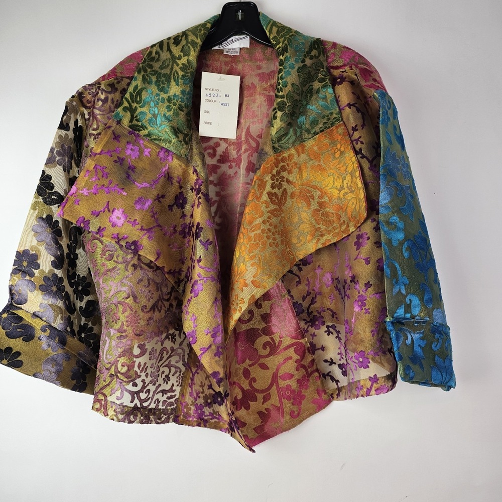Vintage Sterling‎ Styles Sheer Cropped One Size Jacket Blouse Kimono Multicolor